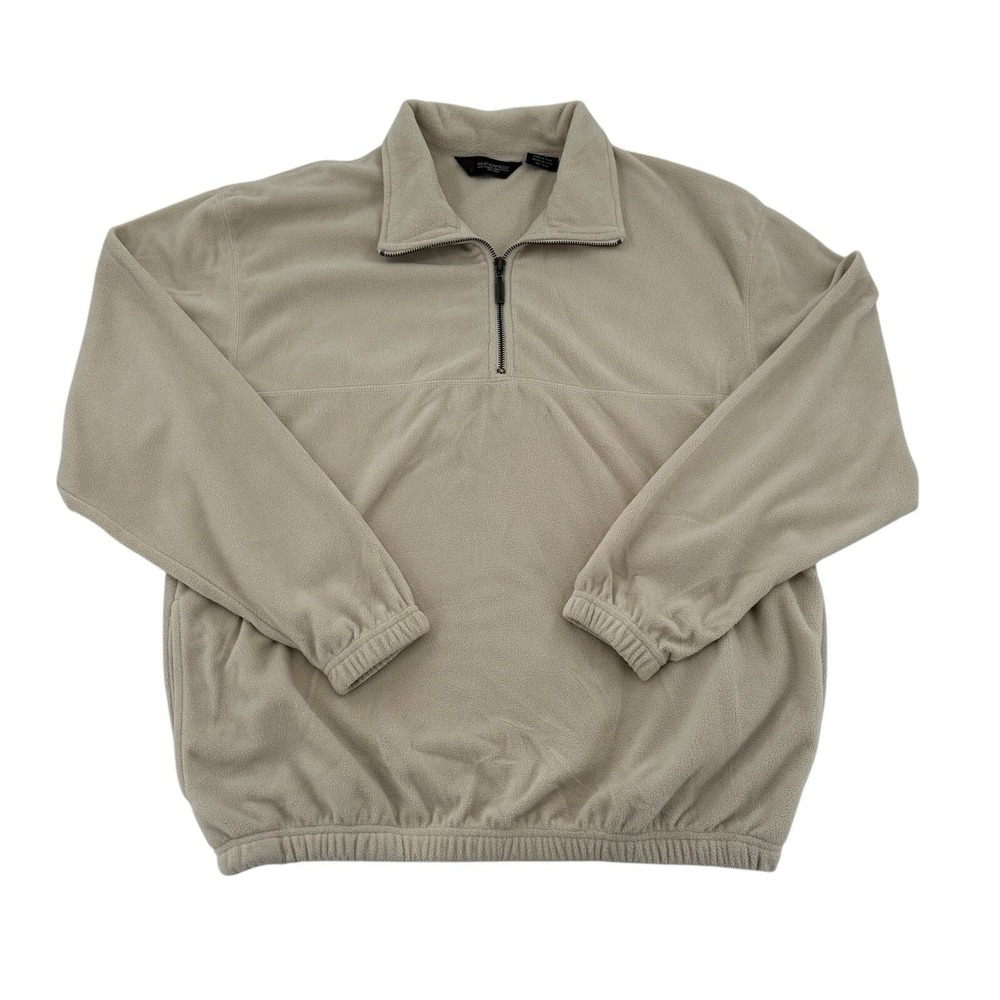 Weatherproof Garment Company Tan Fleece 1/4 Zip Pullover Casual Men L Outdoors